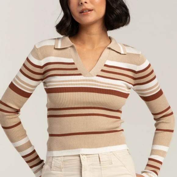 ALMOST FAMOUS Rib Henley Womens Long Sleeve Polo Shirt - Picture 1 of 5